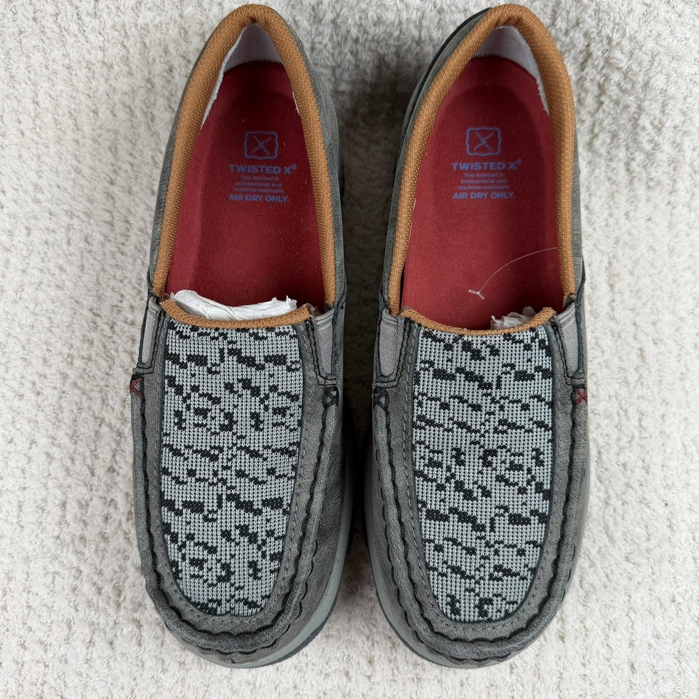 Twisted X Womens Size 7.5 WXC0015 NWOB Grey Distressed Leather Fabric Loafers